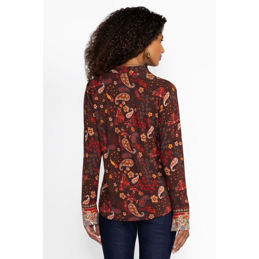 Johnny Was Rayon Janie Favorite Button Front Shirt Blouse Boho Paisley Floral XS - Picture 3 of 9